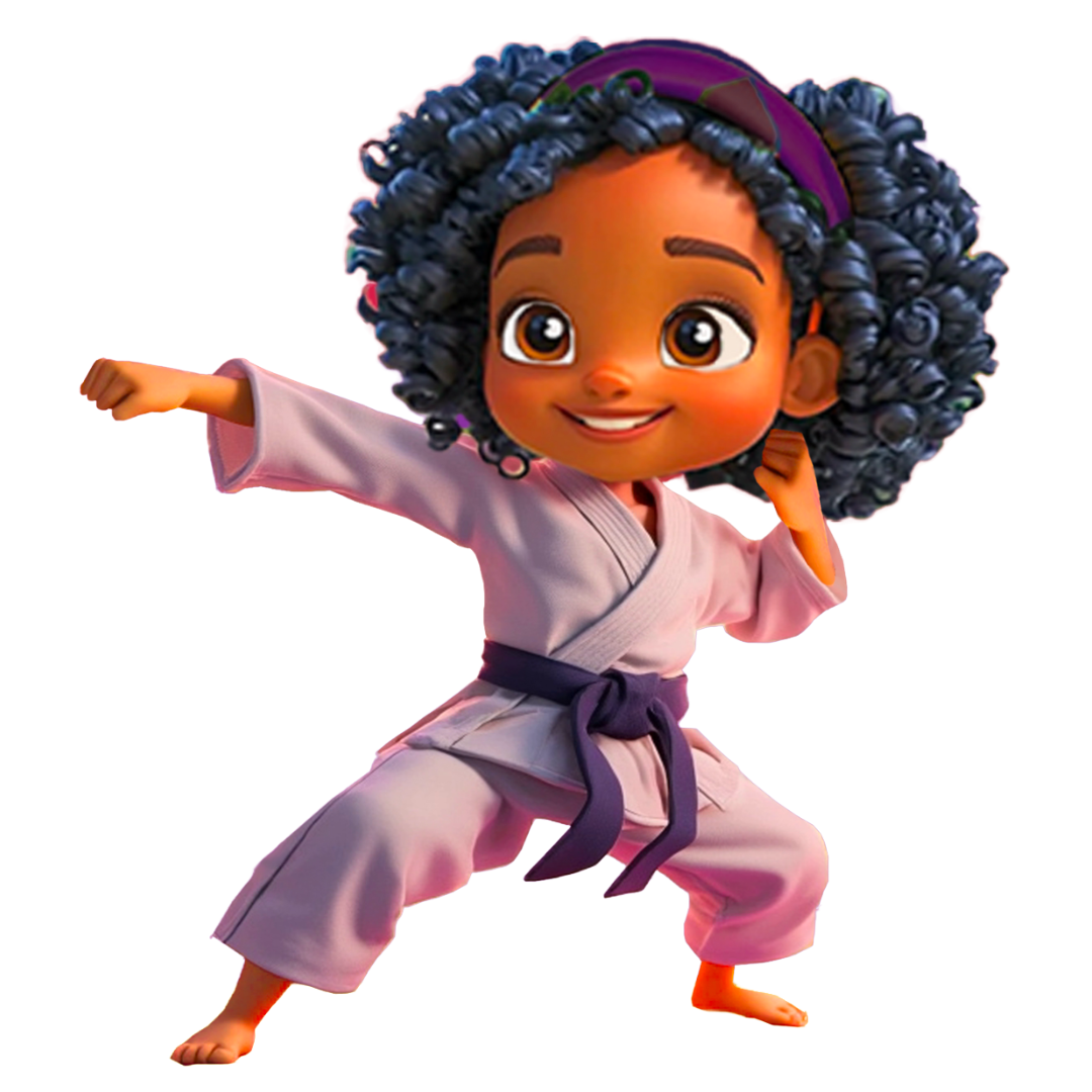 Illustration of Autumn in a confident karate pose.